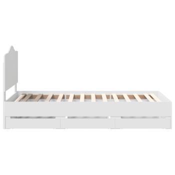 Bettrahmen mit Schubladen Weiß 98,5 x 200 cm Ingenieurs Holz