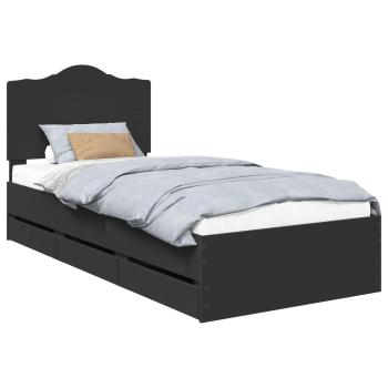 Bettrahmen mit Schubladen Schwarz 100 x 200 cm Ingenieurs Holz