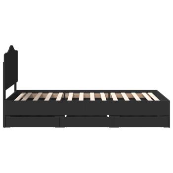 Bettrahmen mit Schubladen Schwarz 100 x 200 cm Ingenieurs Holz