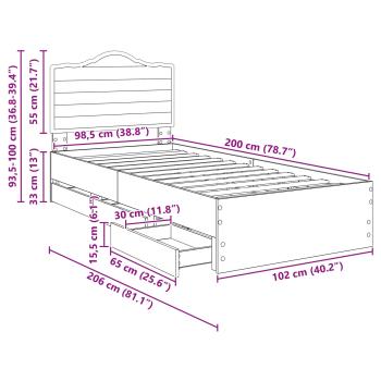 Bettrahmen mit Schubladen Schwarz 100 x 200 cm Ingenieurs Holz