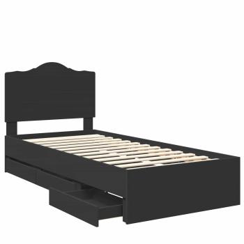 Bettrahmen mit Schubladen Schwarz 90 x 200 cm Ingenieurs Holz