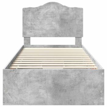 Bettrahmen mit Kopfteil Beton Grau 90 x 200 cm Ingenieurs Holz