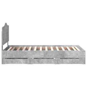 Bettrahmen mit Kopfteil Beton Grau 90 x 200 cm Ingenieurs Holz