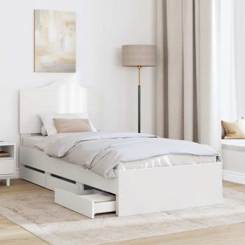 Bettrahmen mit Schubladen Weiß 75 x 190 cm Ingenieurs Holz