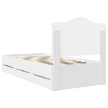 Bettrahmen mit Schubladen Weiß 75 x 190 cm Ingenieurs Holz