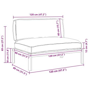 Sofa Set mit Kissen Creme 120 x 80 x 69 cm Massivholz Akazie