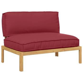 Sofa Set mit Kissen Weinrot 120 x 80 x 69 cm Massivholz Akazie