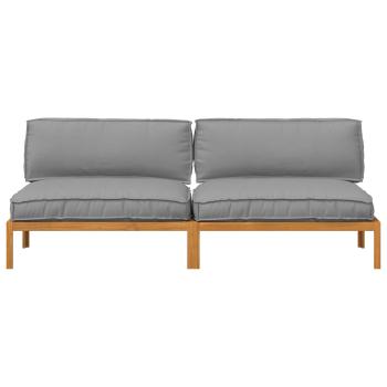 Sofa Set mit Kissen Uni Grau 240 x 80 x 69 cm Massivholz Akazie