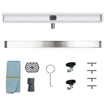Duschablauf 2-in-1 mit 360° Siphon Silber 100 cm Edelstahl 304