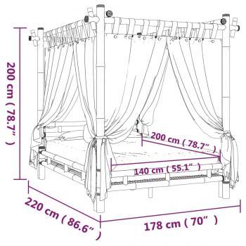 Himmelbett 140x200 cm Bambus