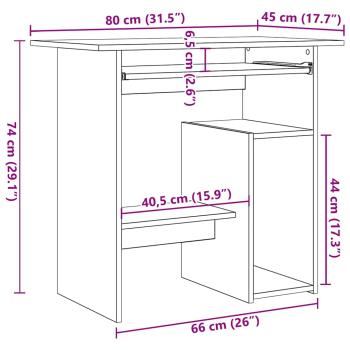 Schreibtisch Grau Sonoma 80x45x74 cm Holzwerkstoff