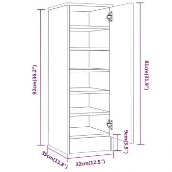 Schuhregal Braun Eichen-Optik 32x35x92 cm Holzwerkstoff