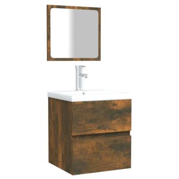 Badschrank mit Spiegel Räuchereiche Holzwerkstoff