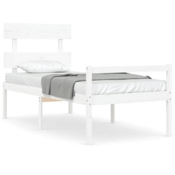 Seniorenbett mit Kopfteil 90x200 cm Weiß Massivholz