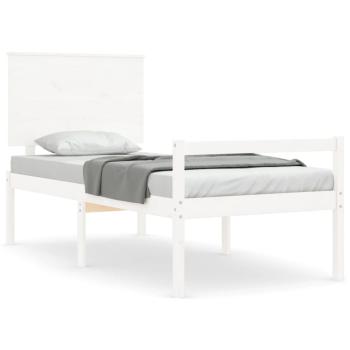 Seniorenbett mit Kopfteil 90x200 cm Weiß Massivholz