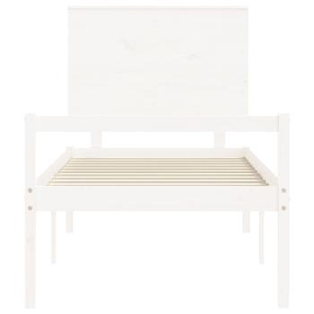 Seniorenbett mit Kopfteil 90x200 cm Weiß Massivholz