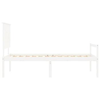 Seniorenbett mit Kopfteil 90x200 cm Weiß Massivholz