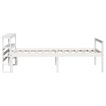 Seniorenbett mit Kopfteil Weiß 90x200 cm Massivholz Kiefer