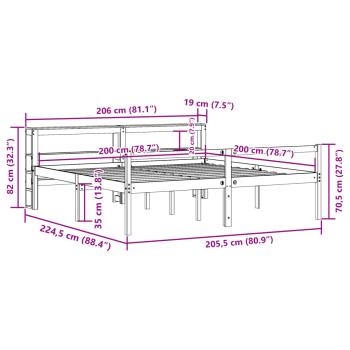 Seniorenbett mit Kopfteil ohne Matratze Weiß 200x200 cm