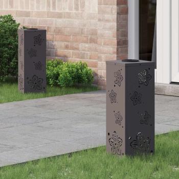 ARDEBO.de - Solar LED Weg Licht 2 pcs Schwarz Kalt gewalzter Stahl