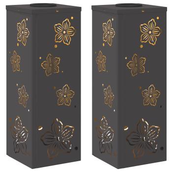 Solar LED Weg Licht 2 pcs Schwarz Kalt gewalzter Stahl