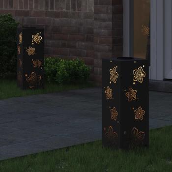 Solar LED Weg Licht 2 pcs Schwarz Kalt gewalzter Stahl