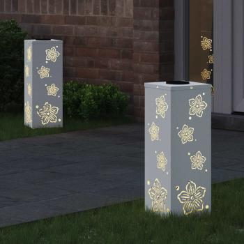 Solar LED Weg Licht 2 pcs Weiß Kalt gewalzter Stahl