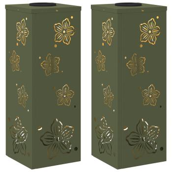 Solar LED Weg Licht 2 pcs Olive Grün Kalt gewalzter Stahl