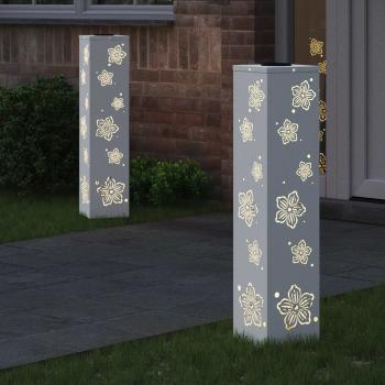 Solar LED Weg Licht 2 pcs Weiß Kalt gewalzter Stahl