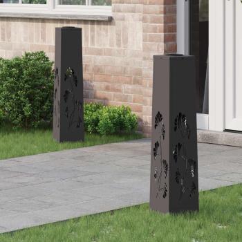 ARDEBO.de - Solar LED Weg Licht 2 pcs Schwarz Kalt gewalzter Stahl