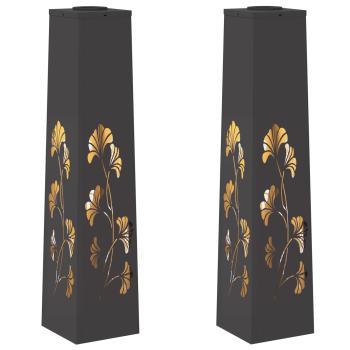 Solar LED Weg Licht 2 pcs Schwarz Kalt gewalzter Stahl