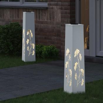 Solar LED Weg Licht 2 pcs Weiß Kalt gewalzter Stahl