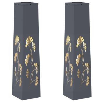 Solar LED Weg Licht 2 pcs Anthrazit Kalt gewalzter Stahl