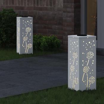 Solar LED Weg Licht 2 pcs Weiß Kalt gewalzter Stahl