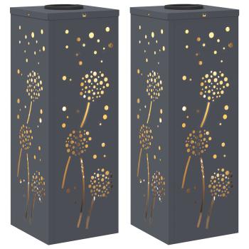 Solar LED Weg Licht 2 pcs Anthrazit Kalt gewalzter Stahl