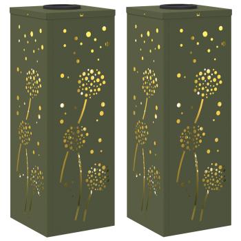 Solar LED Weg Licht 2 pcs Olive Grün Kalt gewalzter Stahl