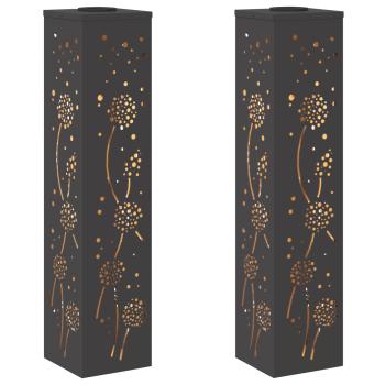 Solar LED Weg Licht 2 pcs Schwarz Kalt gewalzter Stahl