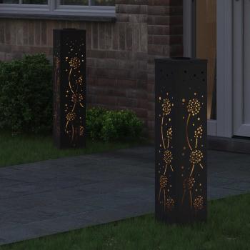 Solar LED Weg Licht 2 pcs Schwarz Kalt gewalzter Stahl