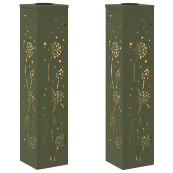 Solar LED Weg Licht 2 pcs Olive Grün Kalt gewalzter Stahl