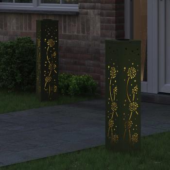 Solar LED Weg Licht 2 pcs Olive Grün Kalt gewalzter Stahl