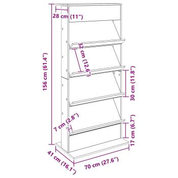 Magazinregal Geräucherte Eiche 70 x 41 x 156 cm Holzwerkstoff