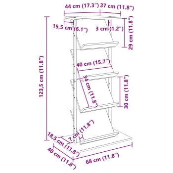 Magazinregal Sonoma-Eiche 68 x 40 x 123.5 cm Holzwerkstoff