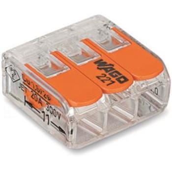 ARDEBO.de - WAGO 221, 3-Leiter-Klemme 3x0,14-4mm², transparent