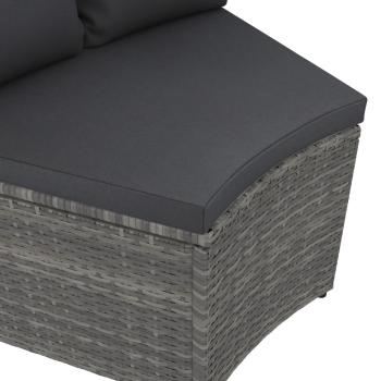 4-tlg. Garten-Sofagarnitur mit Auflagen Poly Rattan Grau