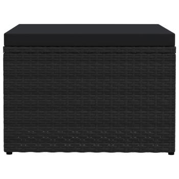 Outdoor-Fußhocker mit Kissen Schwarz Polyrattan