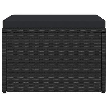 Outdoor-Fußhocker mit Kissen Schwarz Polyrattan