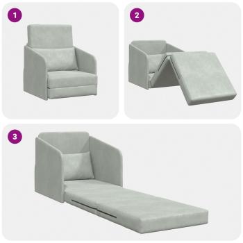 Klappsofa Bett Hellgrau 65 x 80 x 83 cm Samt
