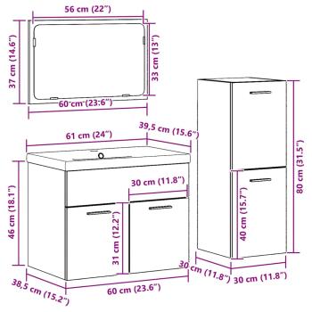Badezimmermöbel-Set Wandmontiert mit Speicher Holzwerkstoff