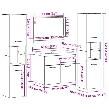 Aufbewahrungsset Wandmontiert 4 pcs Holzwerkstoff
