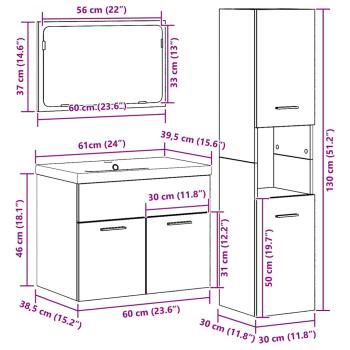 Badezimmermöbel-Set Wandmontiert mit Speicher Holzwerkstoff